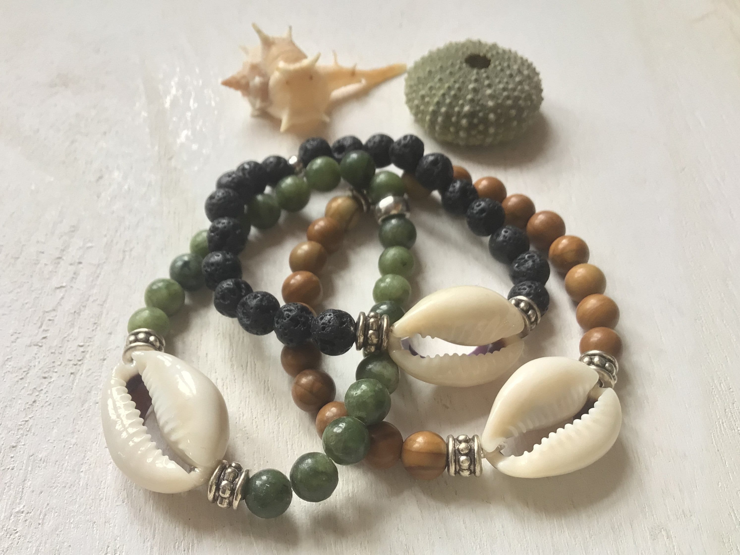 Stone Bead Cowrie Shell Bracelet - Bracelets