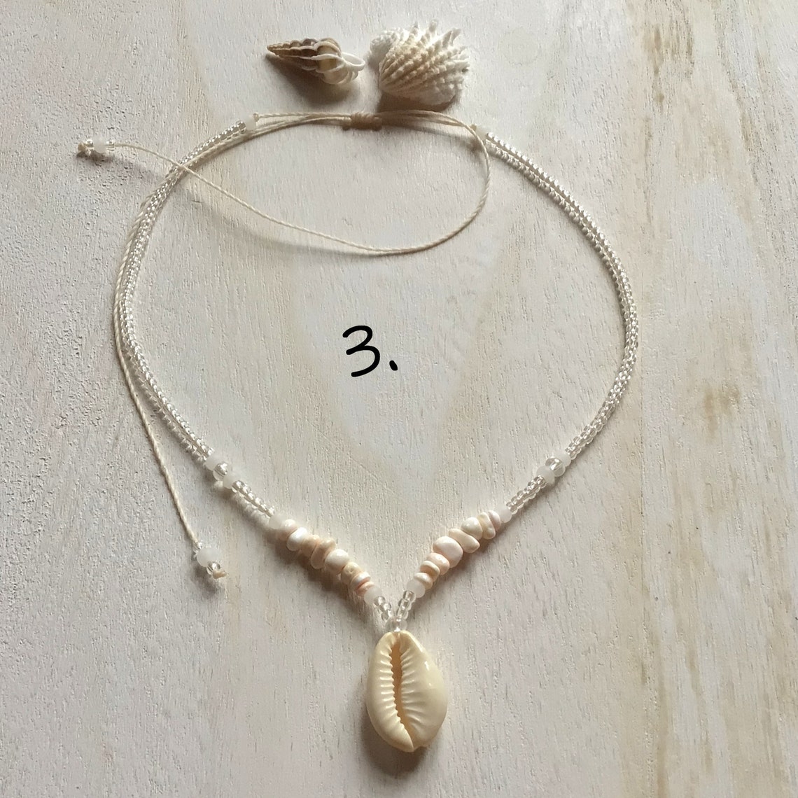 Glass Beads & Cowrie Shells and Puka Shell Beads Necklace, Shell Choker ...