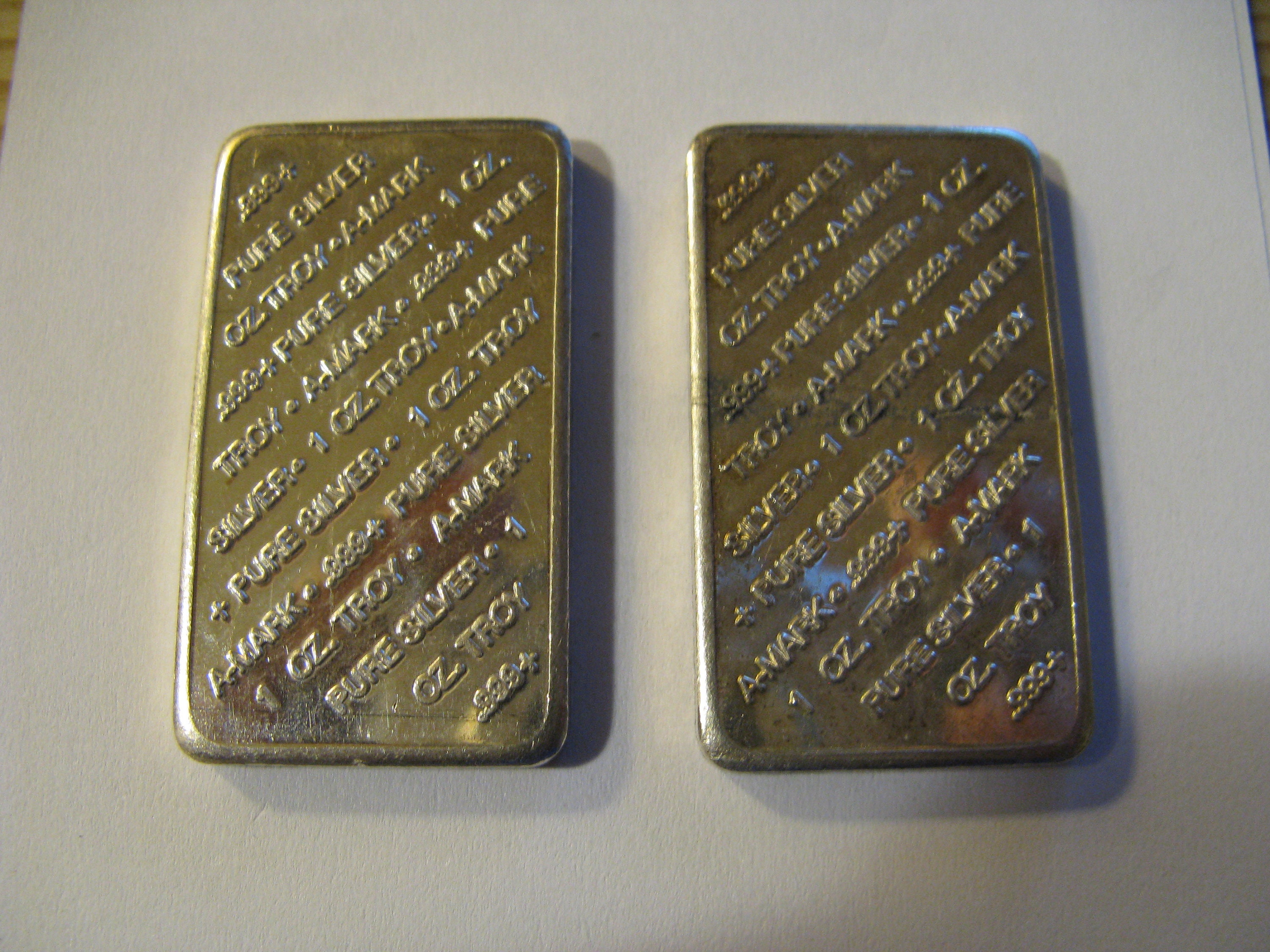 2 x Vintage 1 oz A Mark 999 Silver Bars Etsy