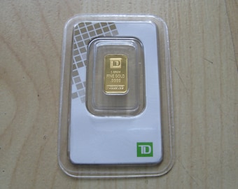 Collectible 1 Gram TD 9999 Fine Serial Gold Bar- Sealed Serial 9199