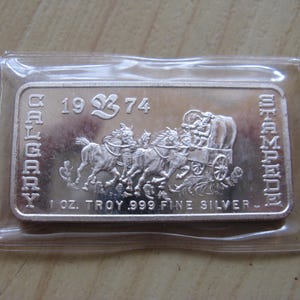 1974 HBC Hudson Bay Company Calgary Stampede 1oz .999 Silver Bar - Serial 00987