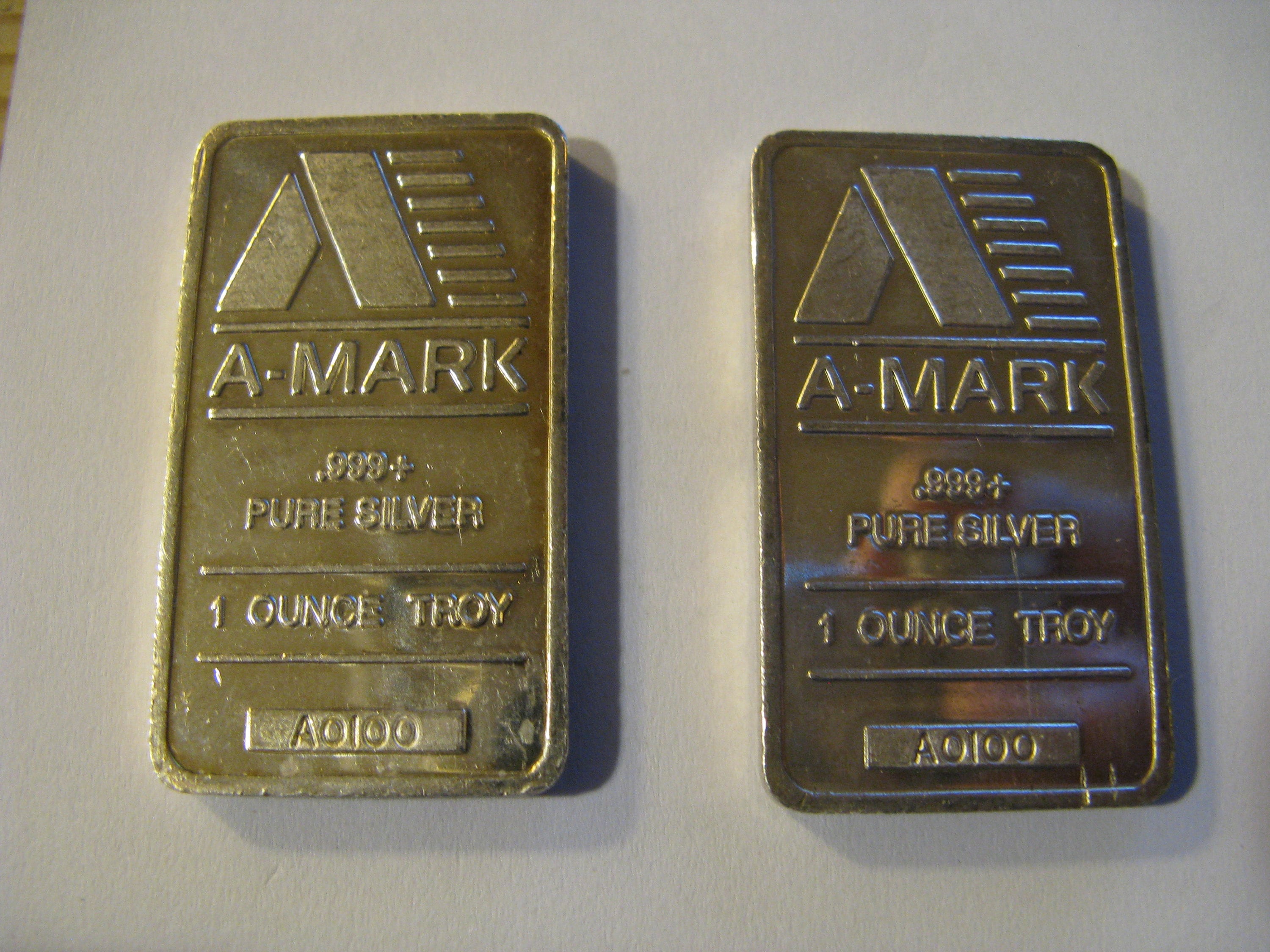 2 x Vintage 1 oz A Mark 999 Silver Bars Etsy