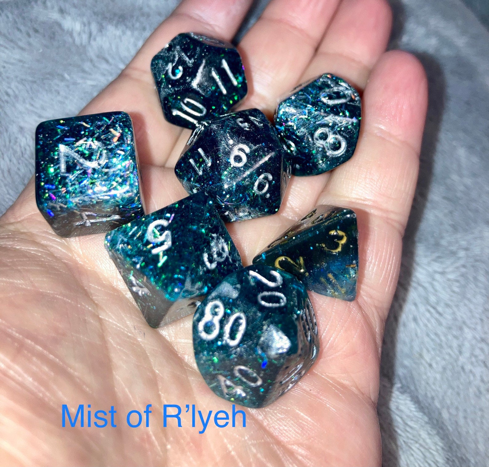 CUSTOM DnD dice commission order polyhedral 7 dice set Etsy