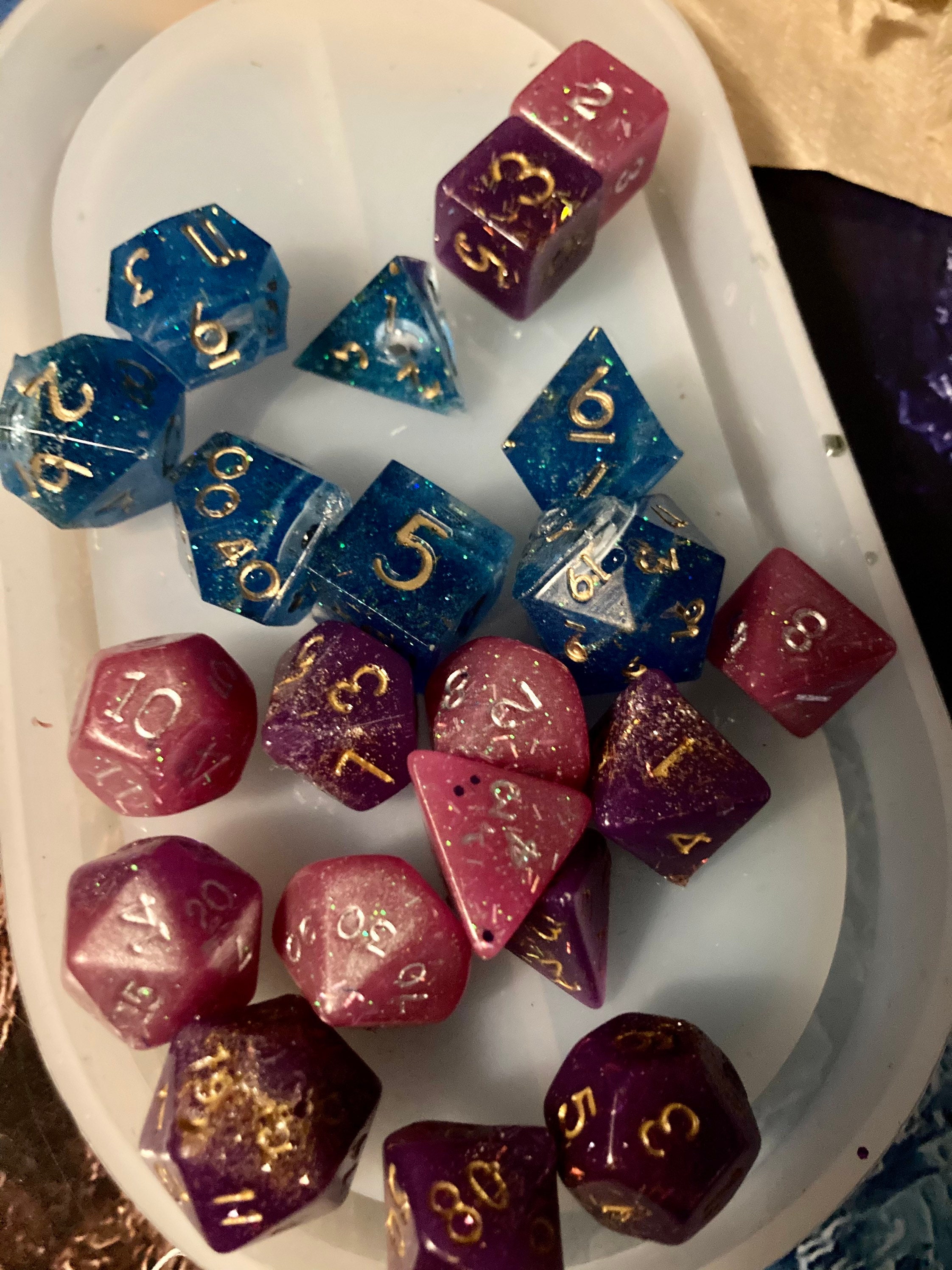 CUSTOM DnD dice commission order polyhedral 7 dice set Etsy