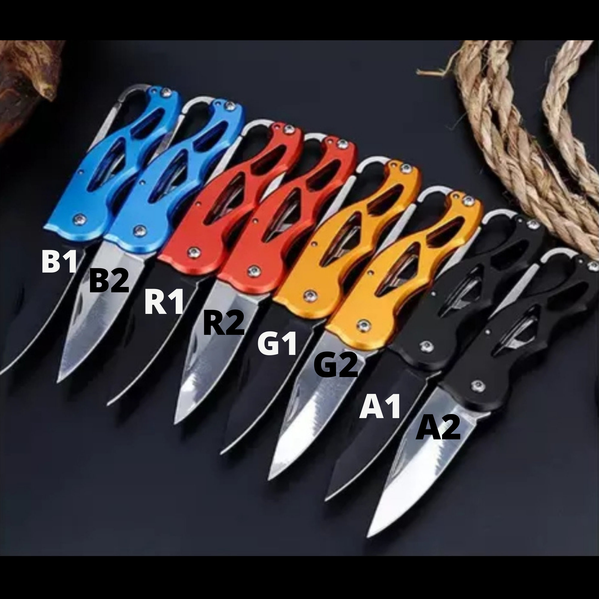 Mini Folding Keychain Pocket Knife Black Style Camping Fishing Etsy