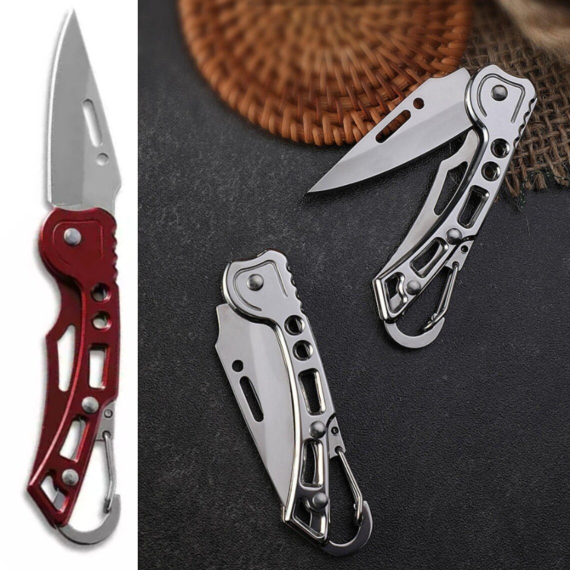 Mini Folding Keychain Pocket Knife Camping Fishing Utility Etsy