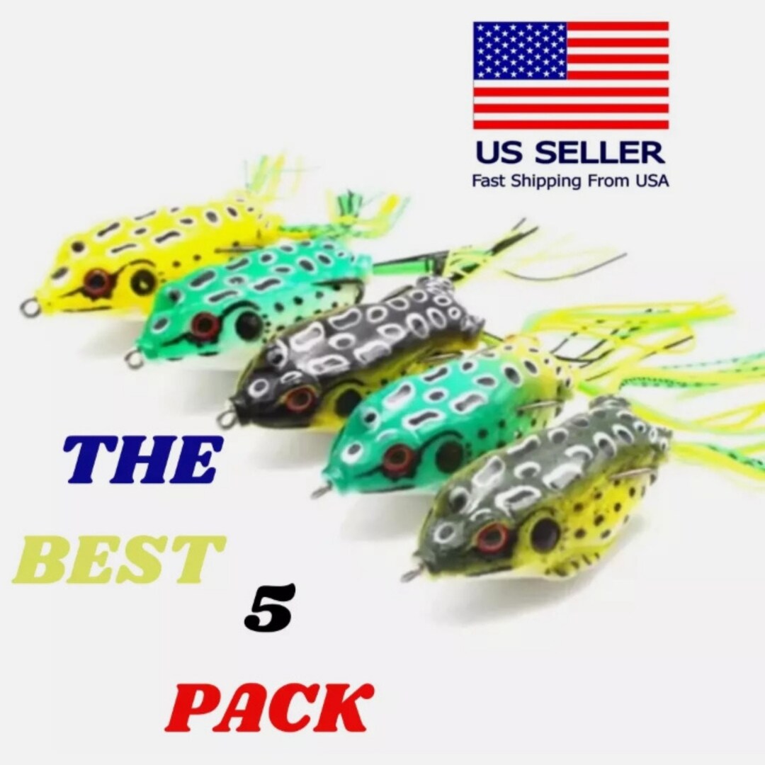 5x High Quality Fishing Lures Frog Topwater Crankbait Hooks Bass Bait  Tackle NEW Pike Snakehead Best Lure 
