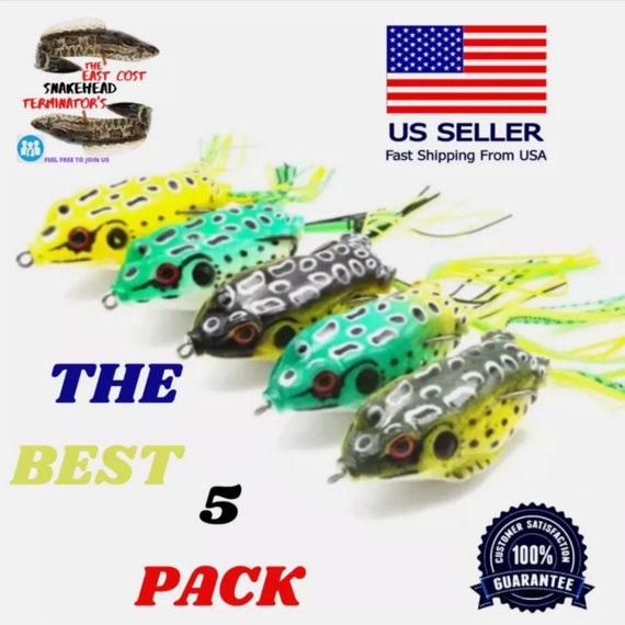 5x High Quality Fishing Lures Frog Topwater Crankbait Hooks Bass Bait Tackle  NEW Pike Snakehead Best Lure 
