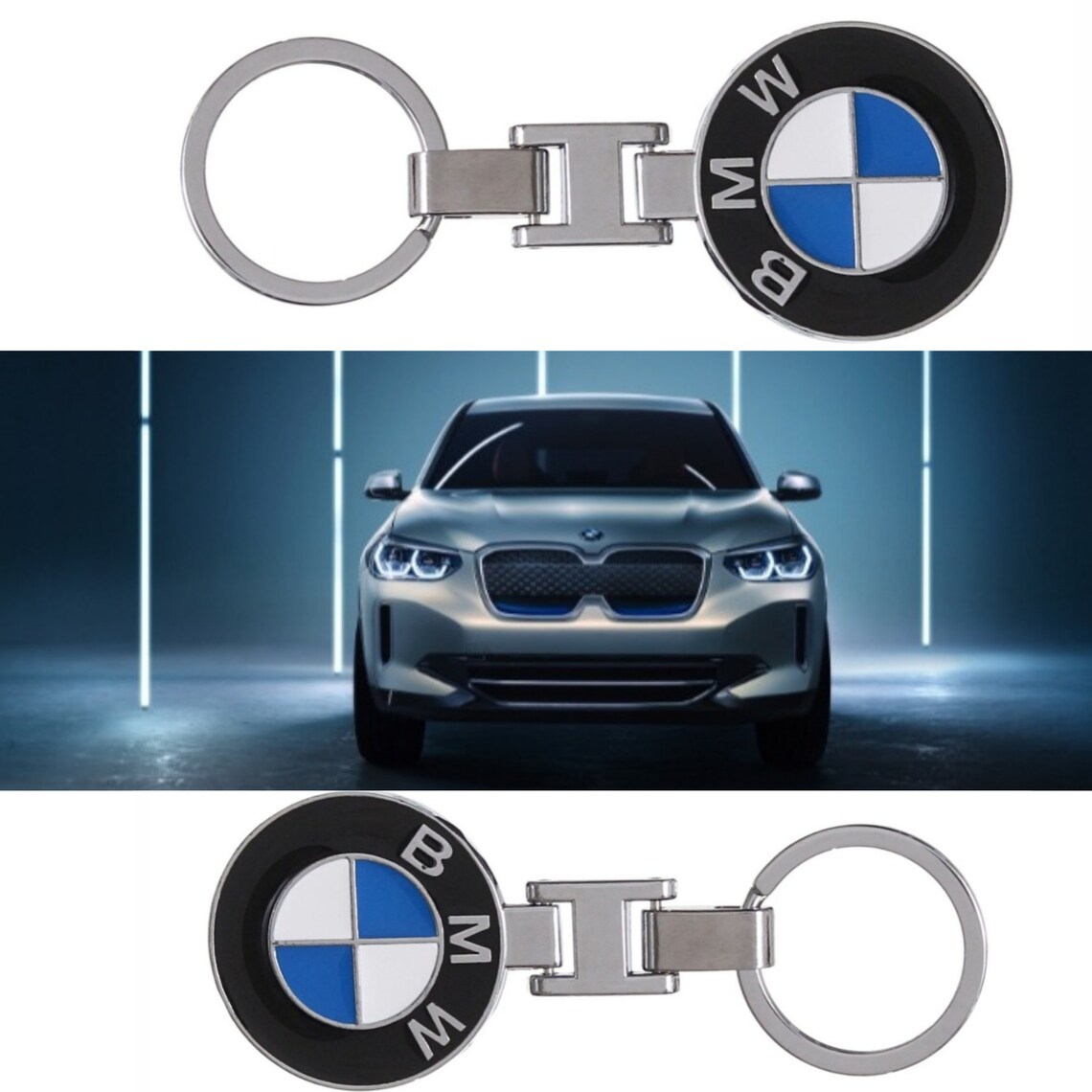 BMW Keychain Key Ring Both Side Blue White and Black Style BMW Etsy