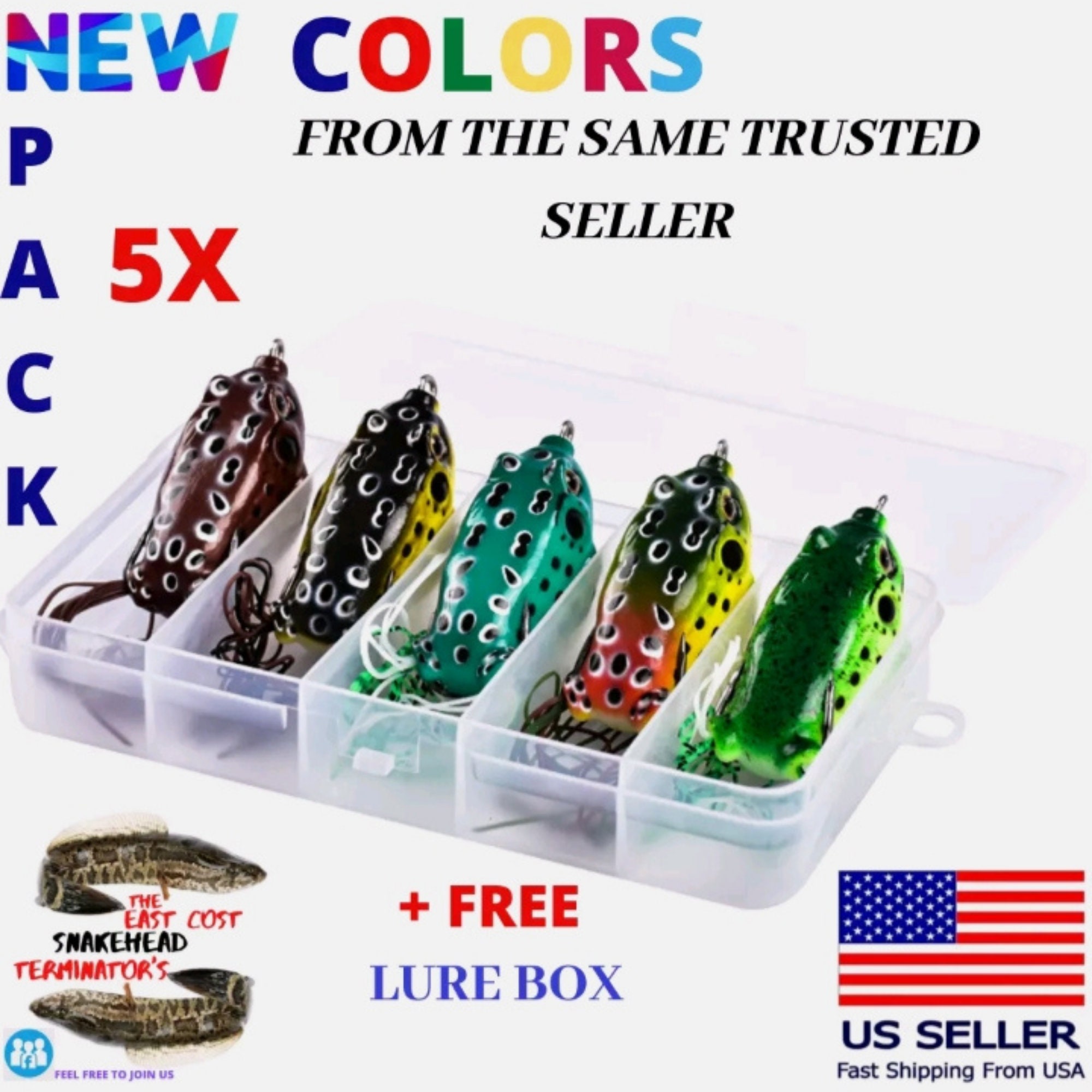 thumbnail image 2 of 200 Pack Rubber Frog Fishing Lures – 5.5cm Topwater Crank Baits For Freshwater, Multicolor With Retail Box 2 of 6
