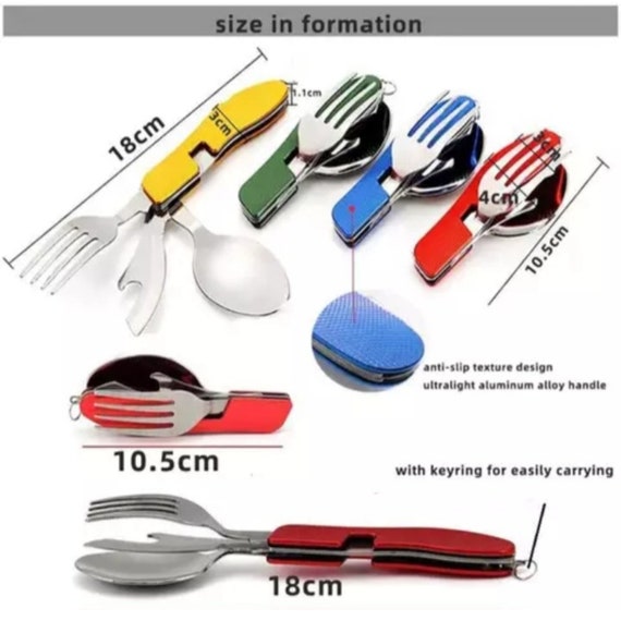 Camping Eating Utensil Set Folding Travel Fork/spoon/knife Multicolor  Camping Pocket Kits Outdoor Tableware Folding Fork/spoon SS Steel 