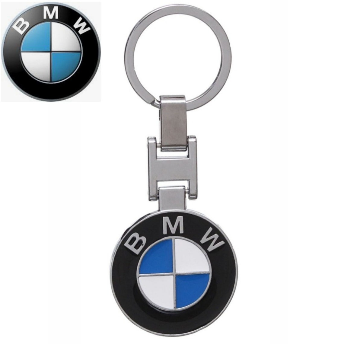 BMW Keychain Key Ring Both Side Blue White and Black Style BMW Etsy