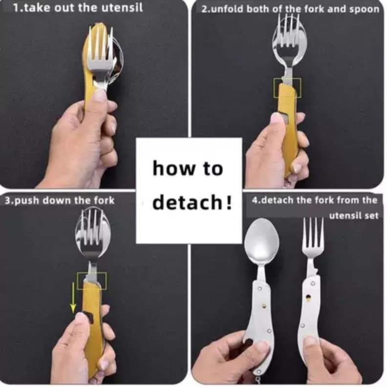 Camping Eating Utensil Set Folding Travel Fork/spoon/knife Etsy
