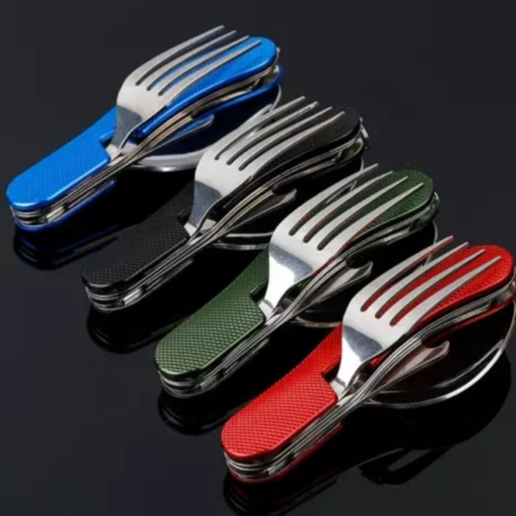 Camping Eating Utensil Set Folding Travel Fork/spoon/knife Etsy