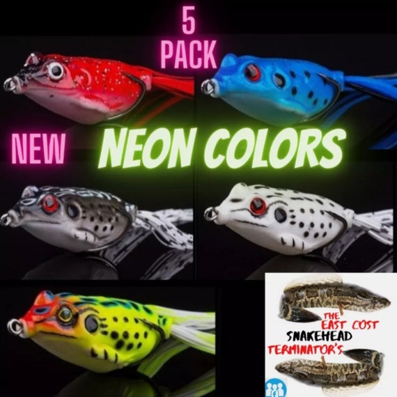 5x High Quality Fishing Lures Frog NEW NEON Topwater Crankbait Bass Bait Tackle  Top Water Lure for Pike Snakehead 