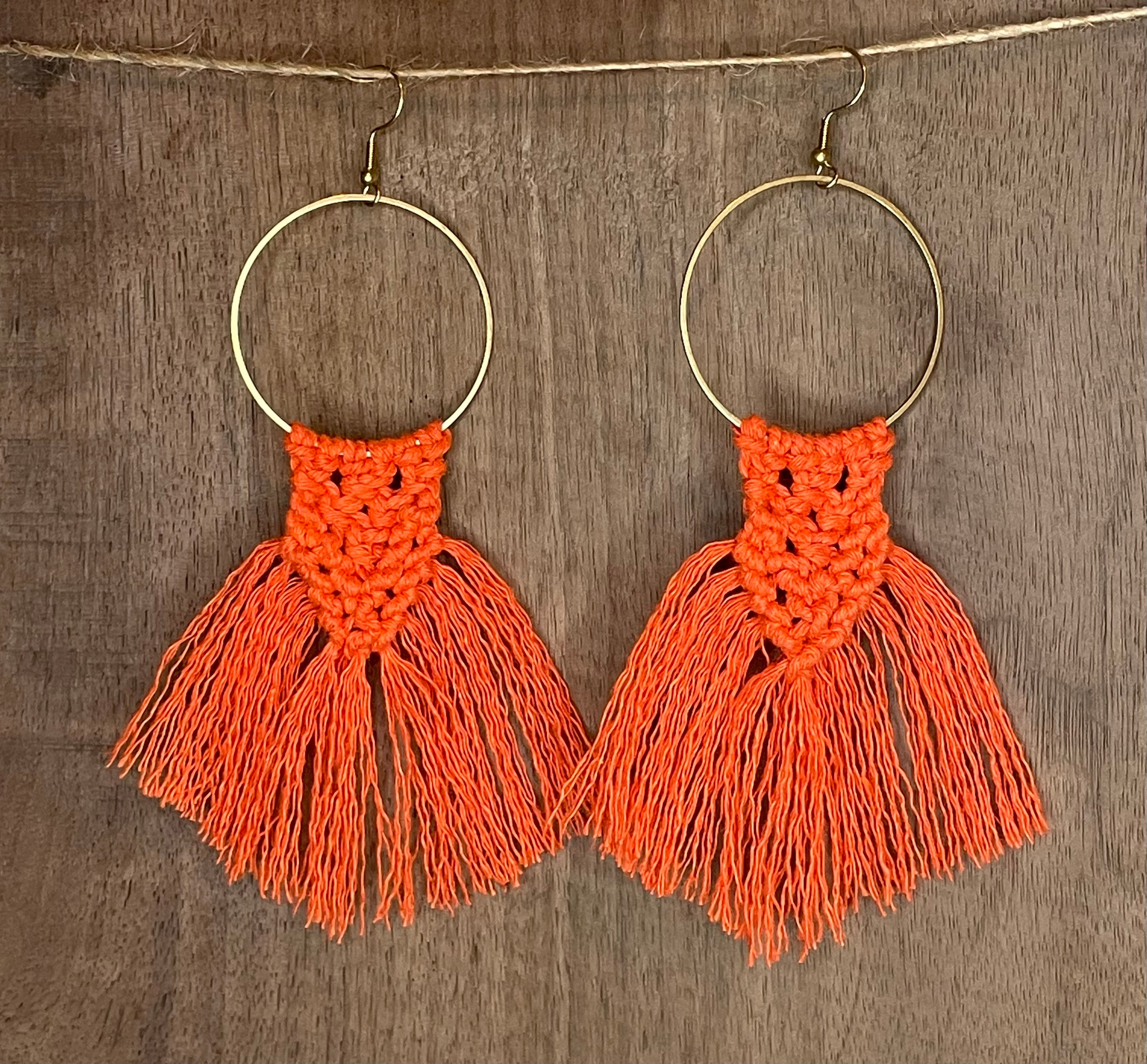 Macrame Hoop Earrings 3.5 or 4cm Etsy Denmark