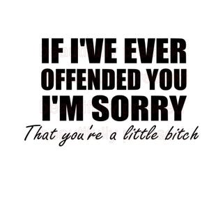 If I ever offended you I'm sorry that you're a little Bitch - PNG file - Digital Download