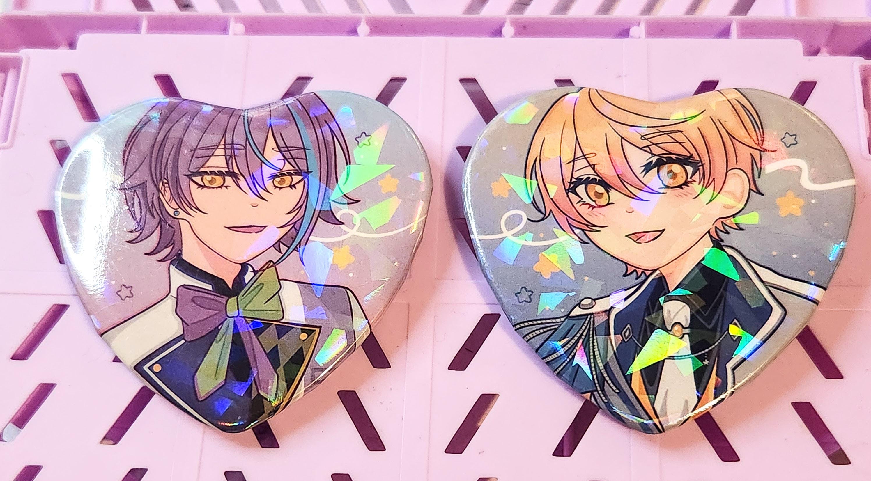 Rui & Tsukasa Holographic Heart Pins - Etsy