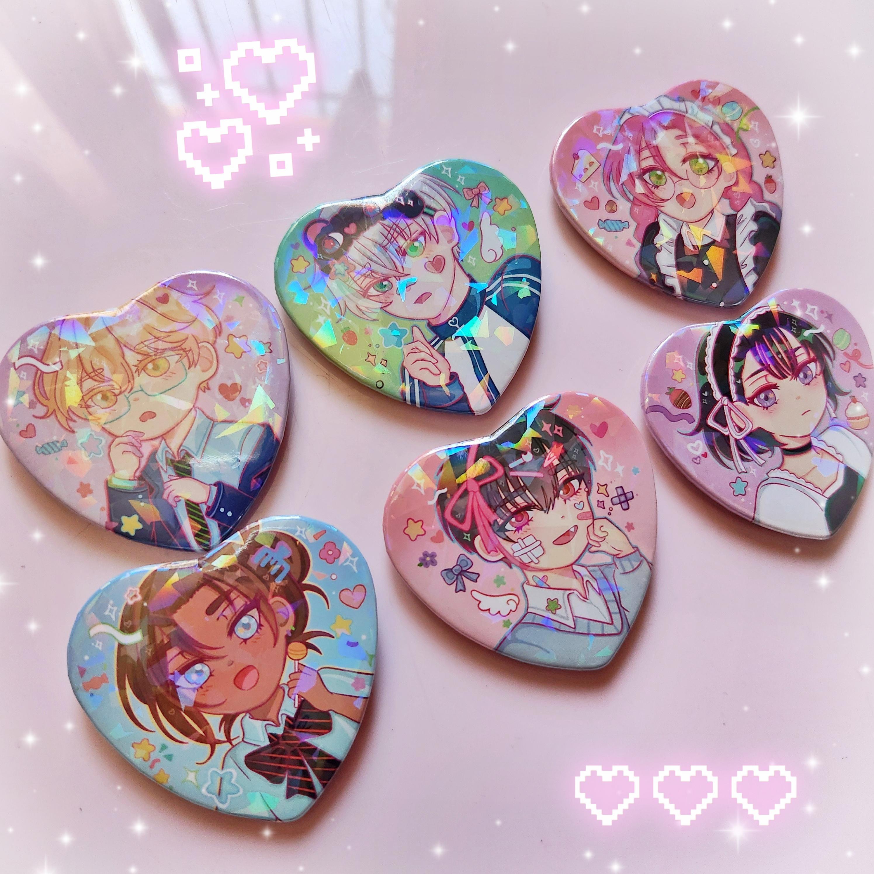 Alien Stage Holographic Heart Pins - Etsy