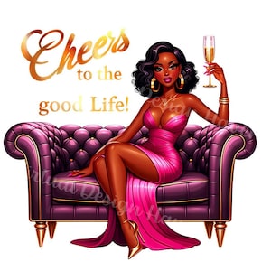 Melanin Queen & Goddess Clipart, Mujer de moda elegante, Arte afrocéntrico, PNG transparente, Dama elegante, Boss Babe Vibes, Diseño de vestido de lujo