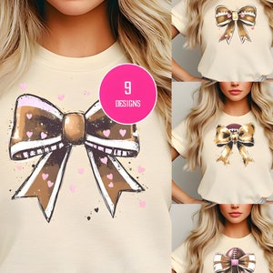 Retro Football Bow Png, Brown watercolor Coquette Bow PNG, Fall Football Shirt Png, Football Sport, Football Mom Png, Game Day Sublimation