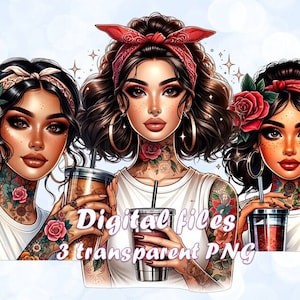 Latina Chicana, Fashion Sticker, Coffee Girl, Hispanic Woman, Chingona PNG,  Digital Sublimation File, Beauty Latina, Tattooed Woman,