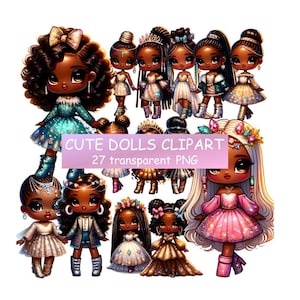 Clipart bambola di moda africana, Glam Queen PNG, illustrazione abito scintillante, adesivo chic PNG, clipa fashionista, sublimazione Luxe