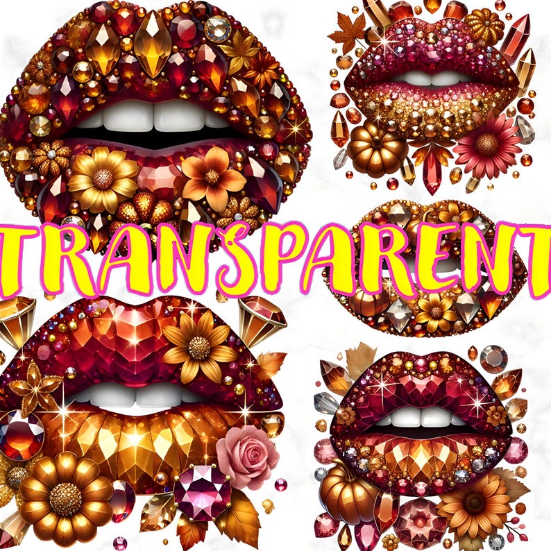 Fall Lips Clipart PNG: Glam Crystal Kiss, Thanksgiving Stickers ...