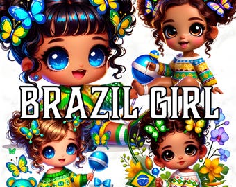 Clipart de Chicas del Carnaval de Brasil: Pegatinas PNG Tropicales (Descarga Digital)