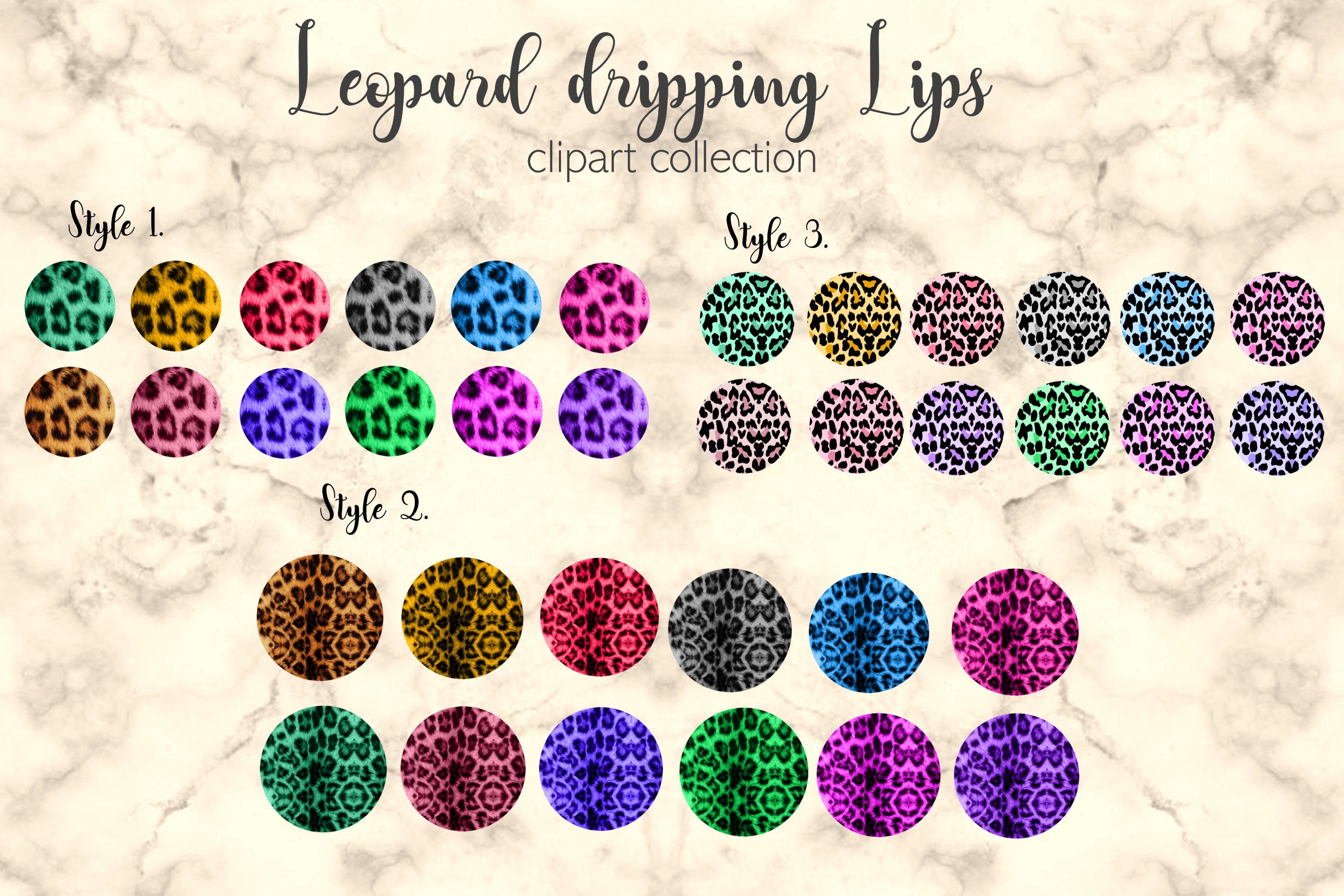 Leopard Lips Clipart Set - Digital Stickers for Sublimation & Planners ...