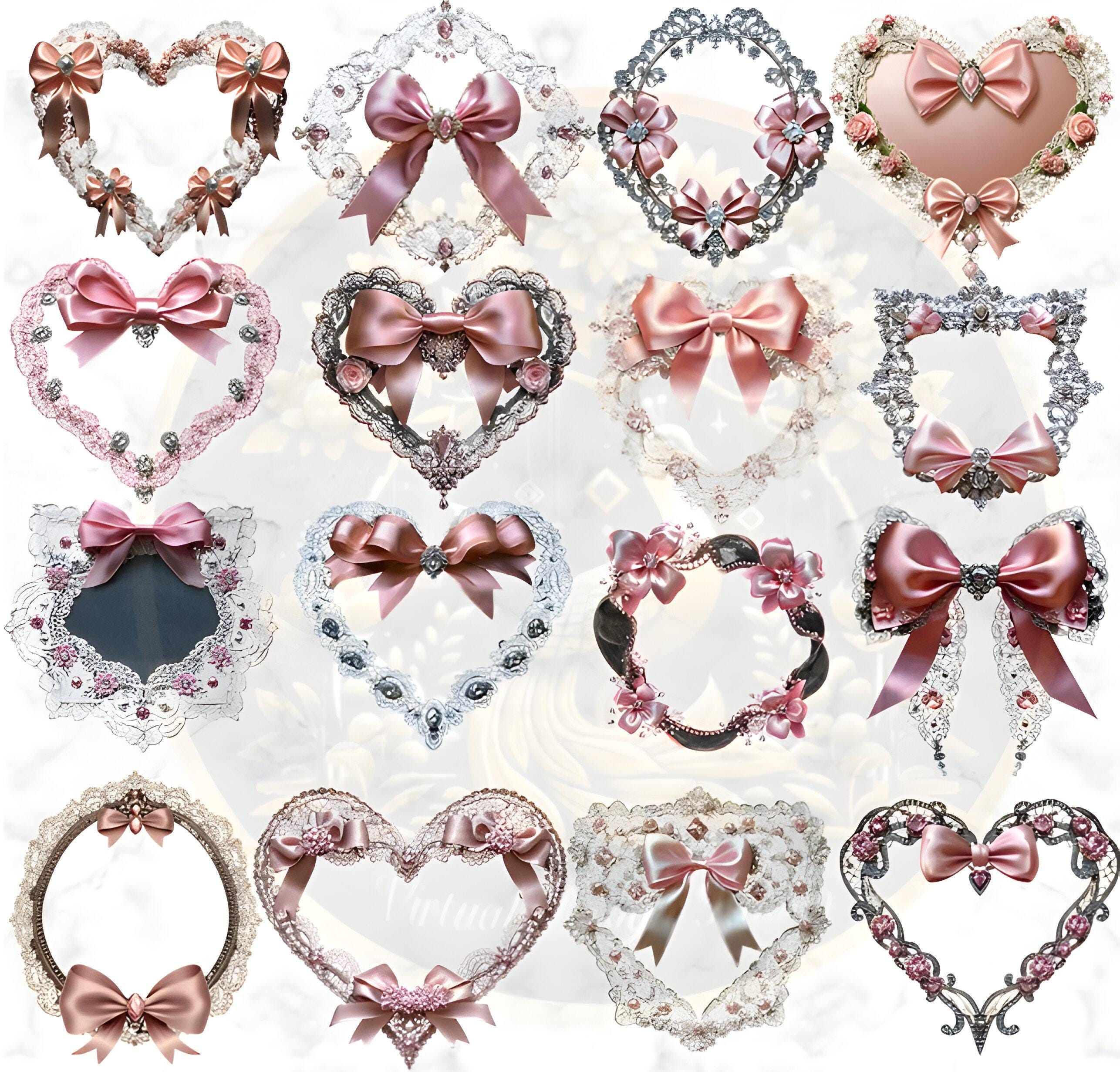 Lace Frames Clipart Bundle: Floral Bow PNG Graphics (87 Files) - Etsy