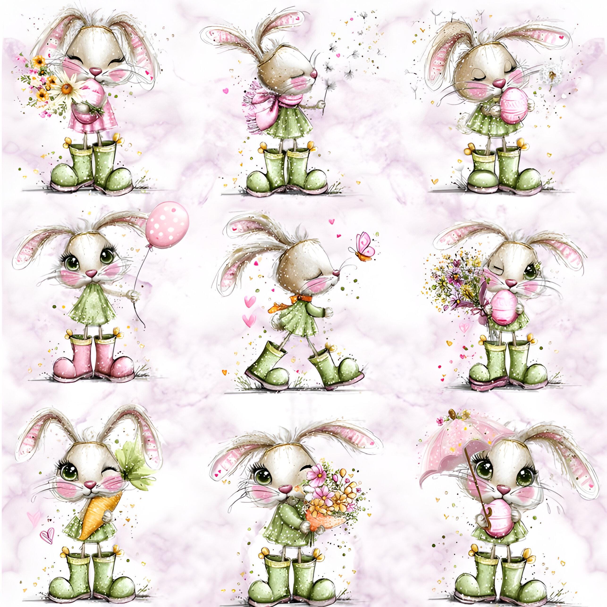 Watercolor Bunny Clipart Set – Easter Spring PNG Bundle (59 Files) - Etsy