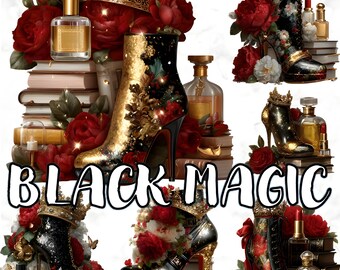Gothic Glam Heels Clipart – Luxury Fashion PNG Set (Digital Download)