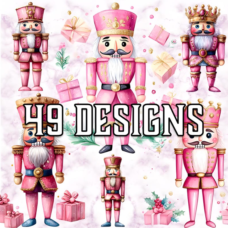 Watercolor Pink Nutcracker Clipart Bundle: Holiday PNG Files ...