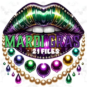 Mardi gras lèvres Clipart art numérique Carnaval graphiques Articles de fête Artisanat imprimable Design festif Celebration Decor Set 2