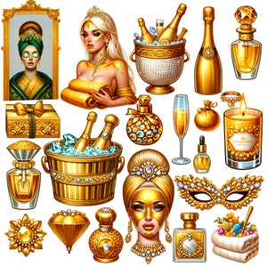 Paquete de imágenes prediseñadas de cuidado personal de lujo, imágenes prediseñadas de día de spa, imágenes prediseñadas de estética de bienestar, imágenes prediseñadas de belleza glamurosa, descarga digital