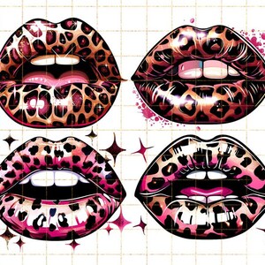a set of four pictures of a woman's lips