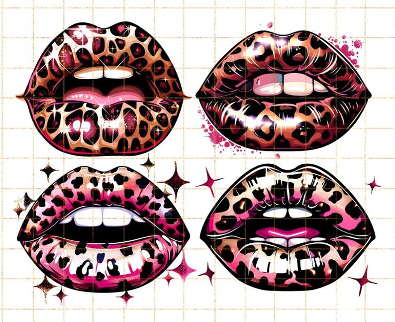 a set of four pictures of a woman's lips