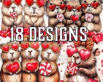 Valentinstag Capybara Clipart, PNG Tierdesign (Digital Art)