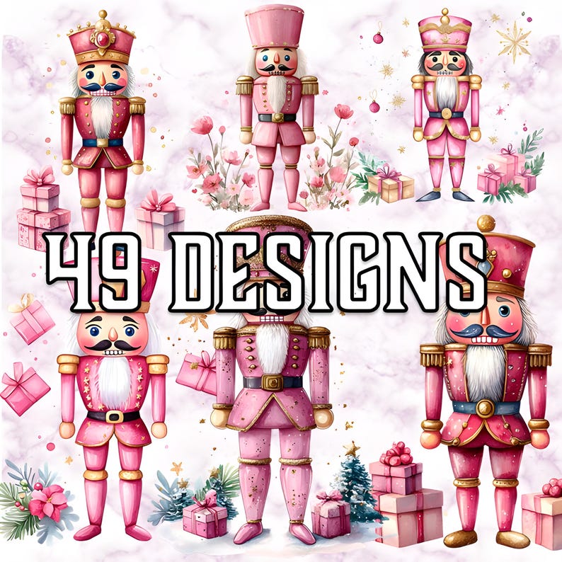 Watercolor Pink Nutcracker Clipart Bundle: Holiday PNG Files ...
