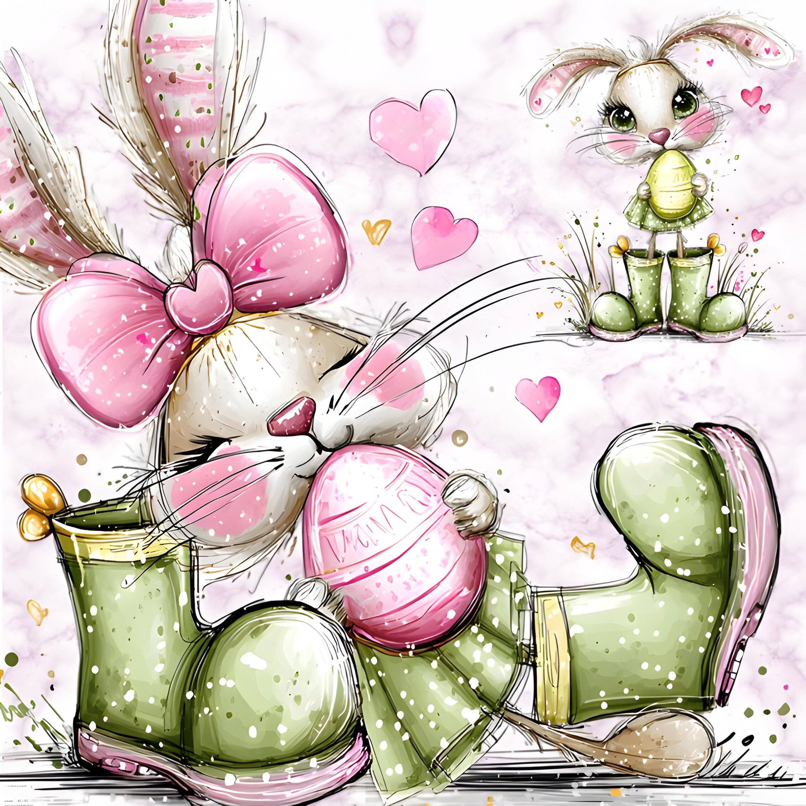 Watercolor Bunny Clipart Set – Easter Spring PNG Bundle (59 Files) - Etsy