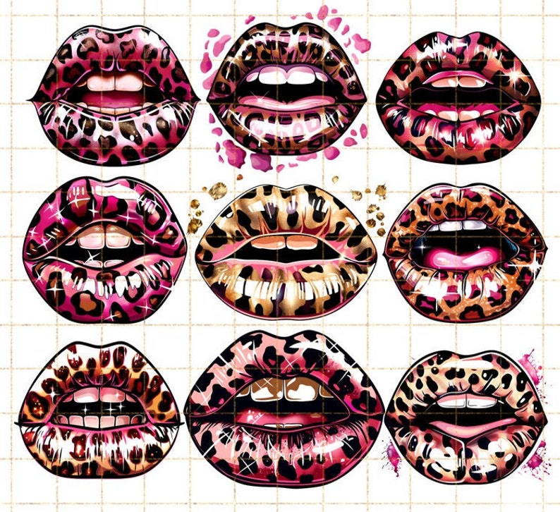 a bunch of different types of lips on a white background
