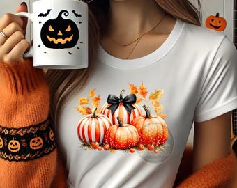 Watercolor Pumpkin Clipart Set: Fall Striped Pumpkins (Digital Download)