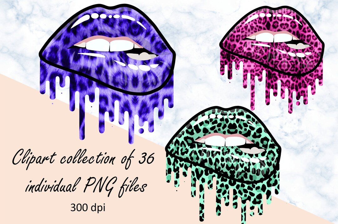 Leopard Lips Clipart Set - Digital Stickers for Sublimation & Planners ...