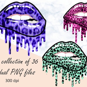 Leopard Lippen Clipart Set - digitale Aufkleber für Sublimation & Planer, kommerzielle Nutzung