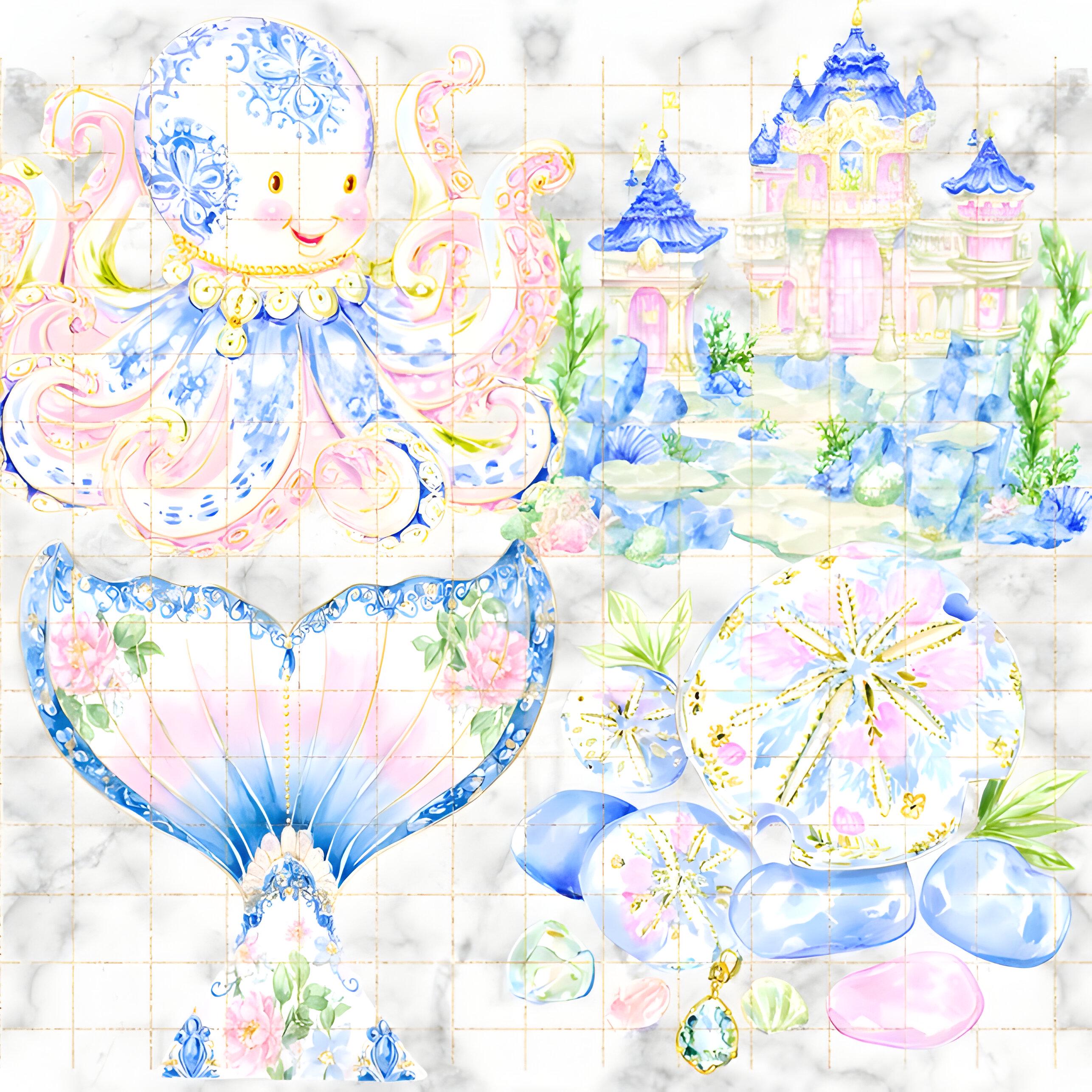 Watercolor Mermaid Clipart Bundle: Under the Sea Graphics (79 PNG) - Etsy