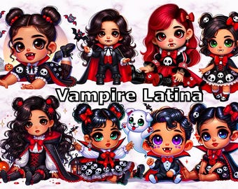 Latina Baby Vampire Clipart: Halloween Sublimation Designs (PNG)