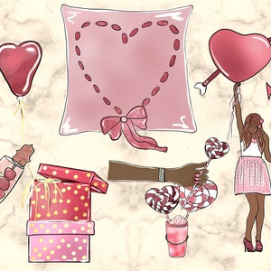Pink Romance Illustration, Love Clipart, Fashion Sublimation, Planner ...