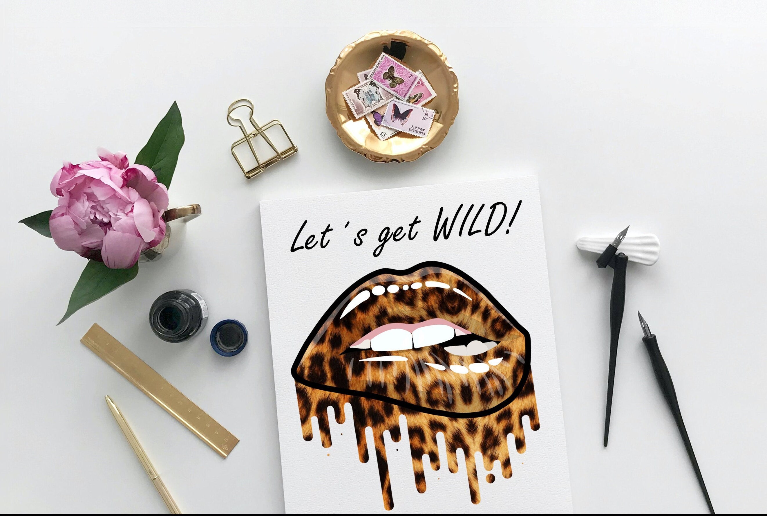 Leopard Lips Clipart Set - Digital Stickers for Sublimation & Planners ...