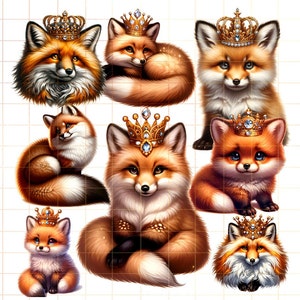 Clipart renard hivernal, sublimation de renard royal de Sibérie, clipart renard mignon, animal de luxe, animaux glamour, autocollants DigitalPlanner, png transparent